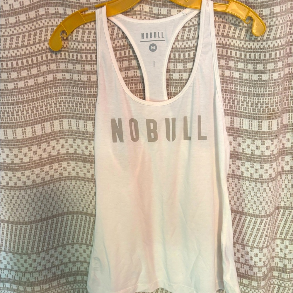 No Bull white racer back tank top, size Medium, like new
